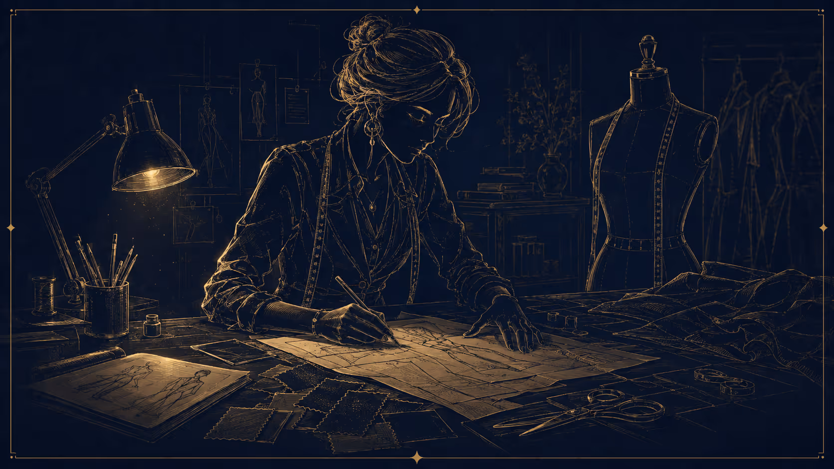 The sketch — A figure on paper, before a single thread is committed.